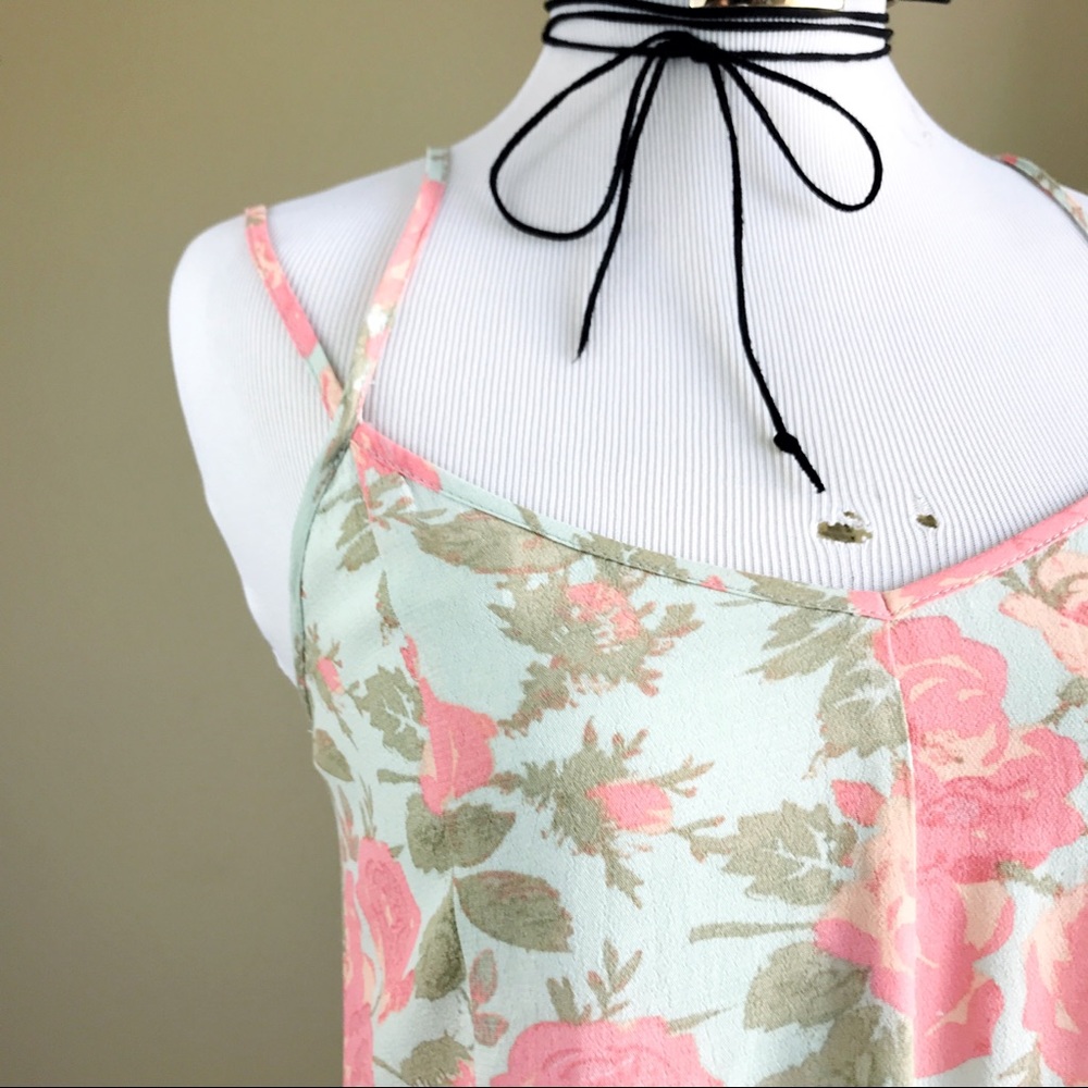 LA Hearts Floral Sun Dress Green Pink - Picture 5 of 8